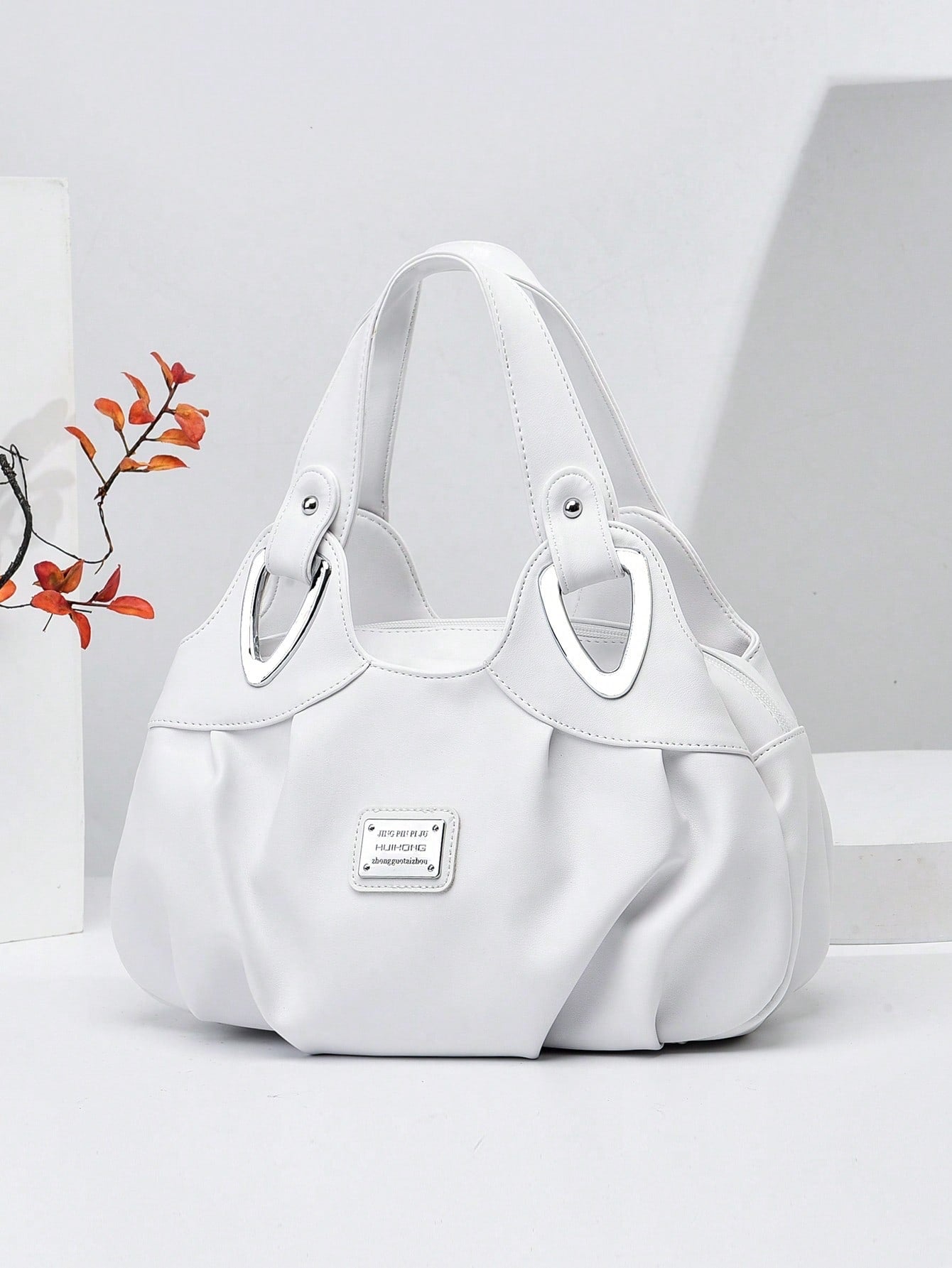 Women Shoulder Tote Bag Metal Decor Mother Day Gift for Mothers for Women white-collar Workers