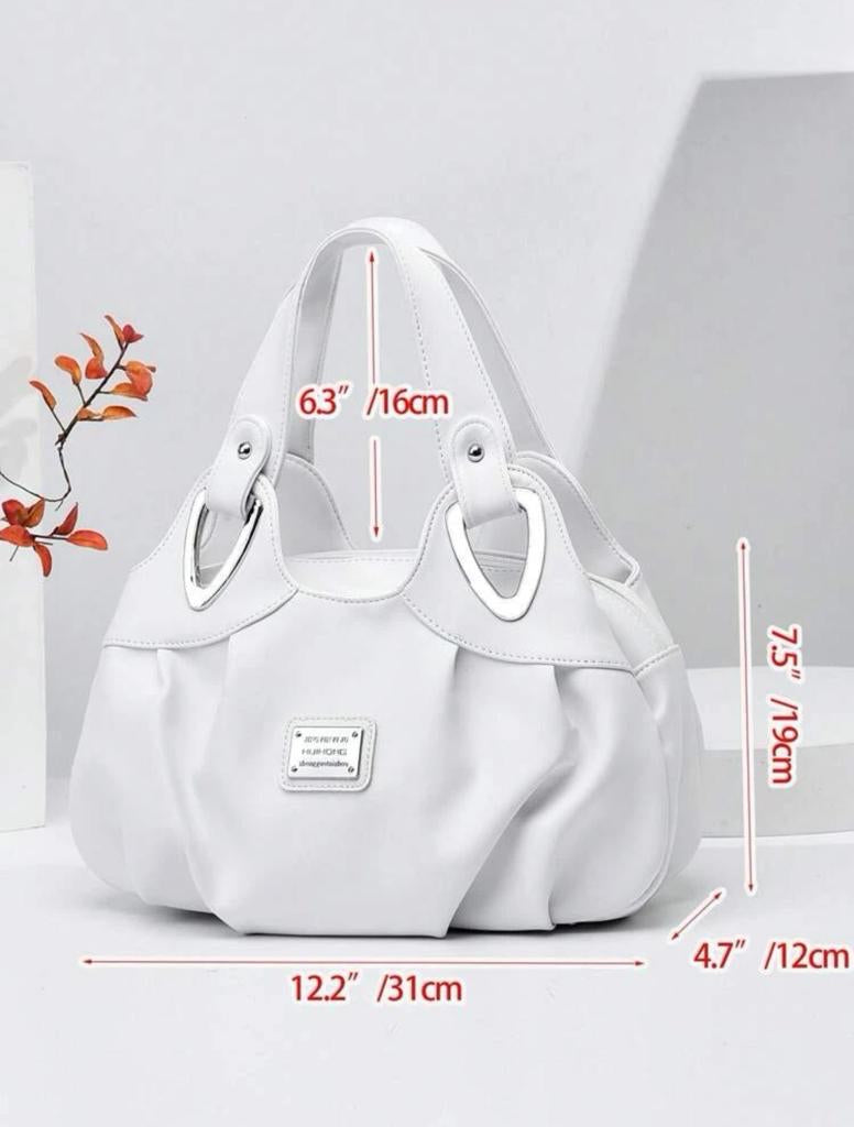 Women Shoulder Tote Bag Metal Decor Mother Day Gift for Mothers for Women white-collar Workers