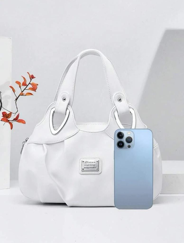 Women Shoulder Tote Bag Metal Decor Mother Day Gift for Mothers for Women white-collar Workers