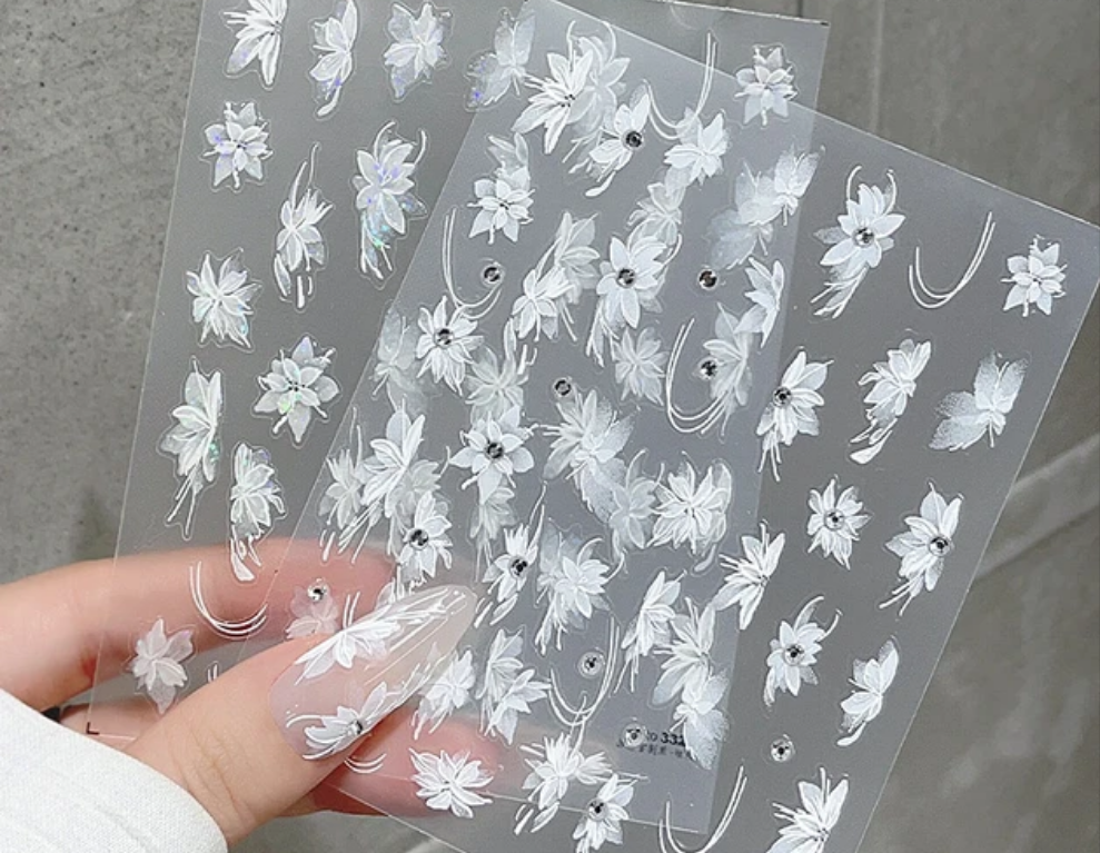 3D Nail Art Hepatica Pattern Bronzing Sticker translucent Self-Adhesive Decal Design Nail Stickers Manicure Decoration