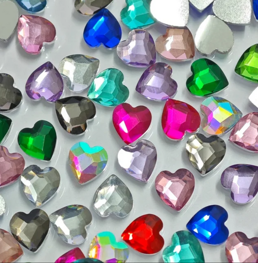 18 Colors 100pcs/pack Random Resin Heart Shape Rhinestone