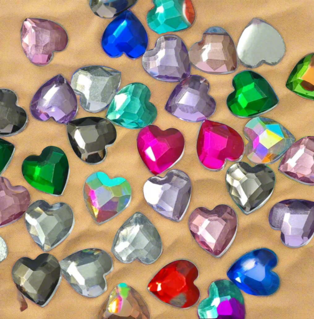 18 Colors 100pcs/pack Random Resin Heart Shape Rhinestone