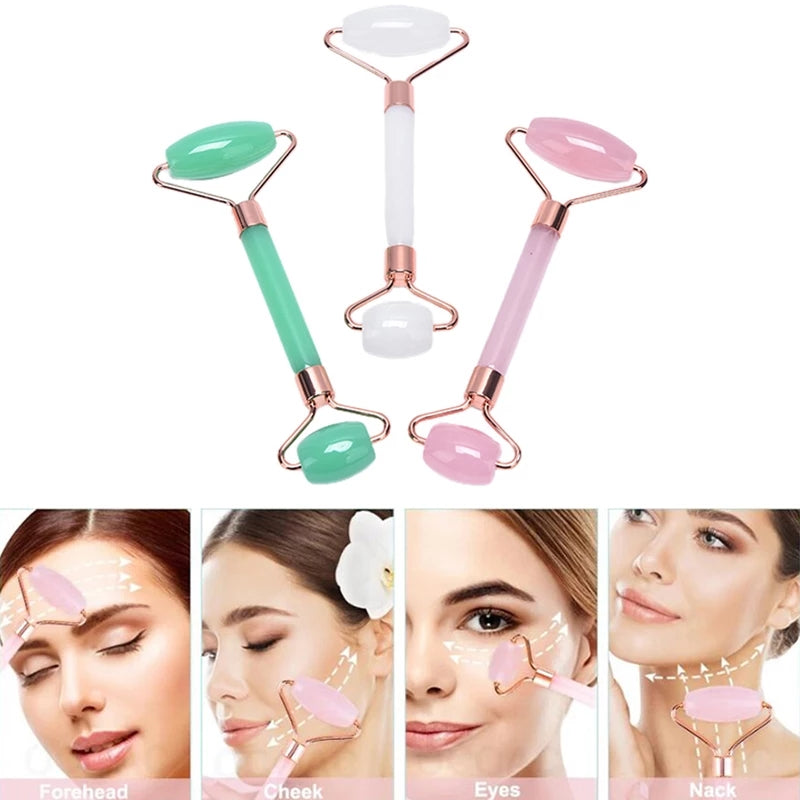 2pcs/set Face Spa Massager Neck Roller Gua Sha Scraper Board Face Lift Up Wrinkle Remover Face Roller Scraper Set