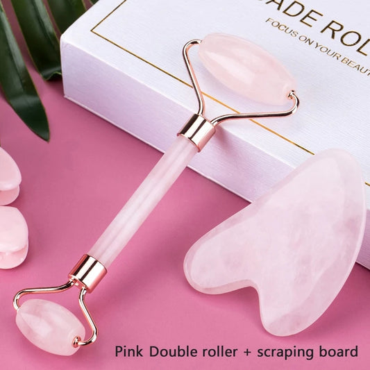 2pcs/set Face Spa Massager Neck Roller Gua Sha Scraper Board Face Lift Up Wrinkle Remover Face Roller Scraper Set