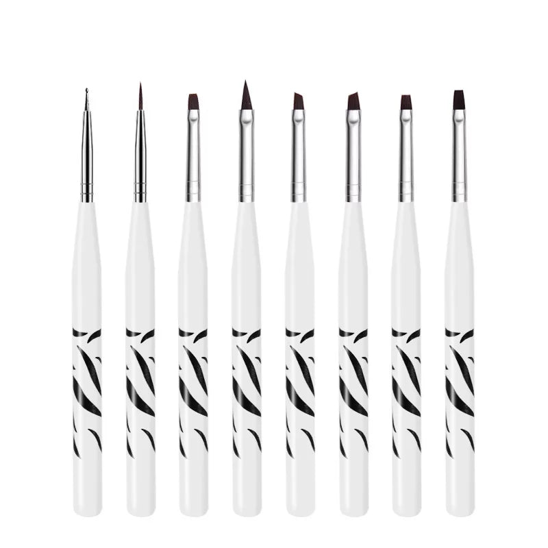 8Pcs Set Nail Art Brushes Dotting Painting Drawing Lines