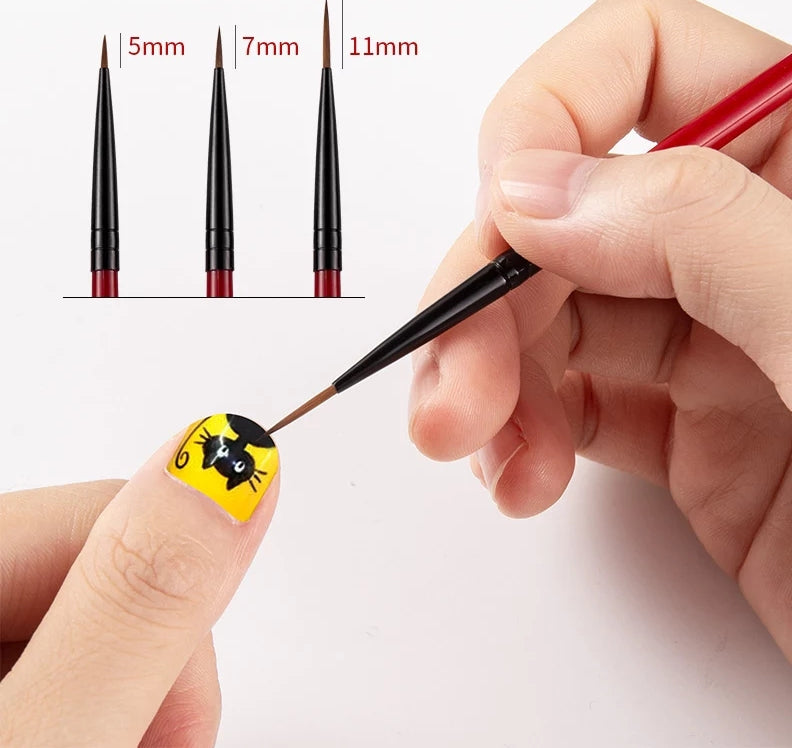 3Pcs Set Nail Art Thin Brushes Dotting Painting Drawing Lines