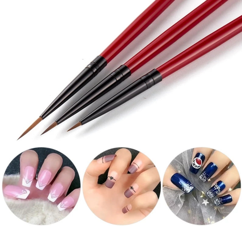 3Pcs Set Nail Art Thin Brushes Dotting Painting Drawing Lines