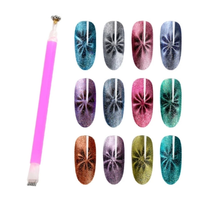 Nail Art Double Head Magnetic Drawing Pen 3D Magic Manicure Tool for Cat Eyes Gel Polish