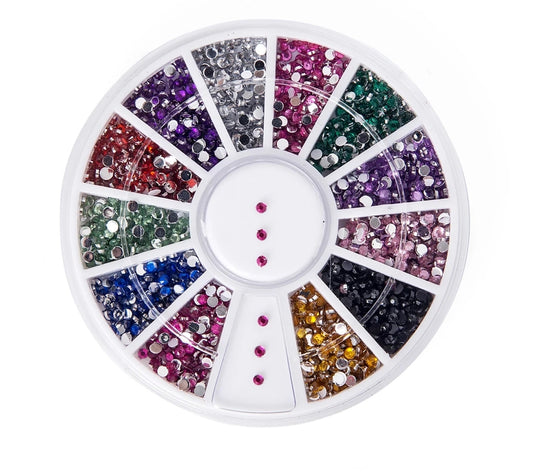 3000Pcs 1.5mm Assorted Colors Round Glitter Nail Art Decorations Wheel Gems Rhinestones Sticker High Quality Rhinestone