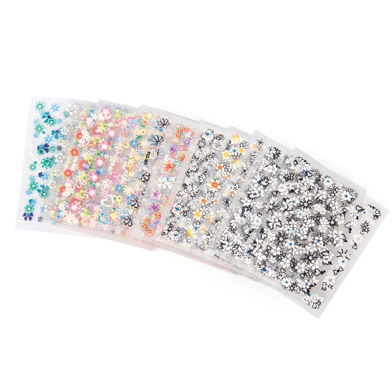 Pack of 10 3D Nail Art Sheets Random Stickers