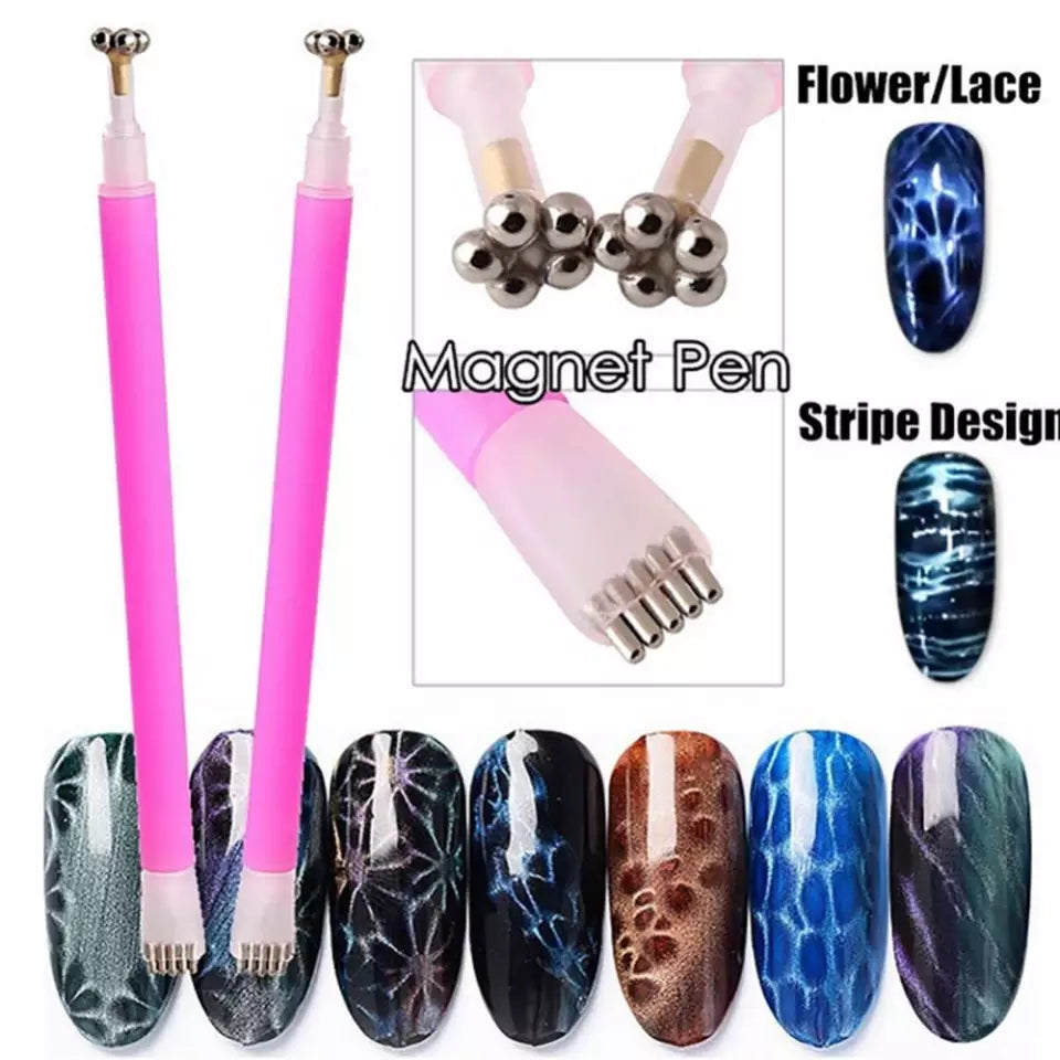 Nail Art Double Head Magnetic Drawing Pen 3D Magic Manicure Tool for Cat Eyes Gel Polish