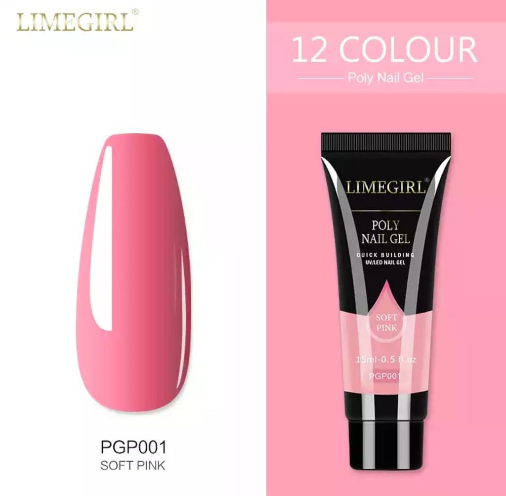 LimeGirl 15ml Nail Art Solid Colors PolyGel PGP Poly Gel Quick Building Nail Extension Poly Nail Gel