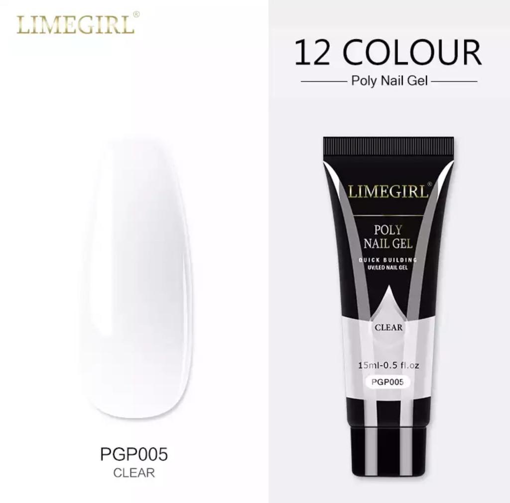 LimeGirl 15ml Nail Art Solid Colors PolyGel PGP Poly Gel Quick Building Nail Extension Poly Nail Gel