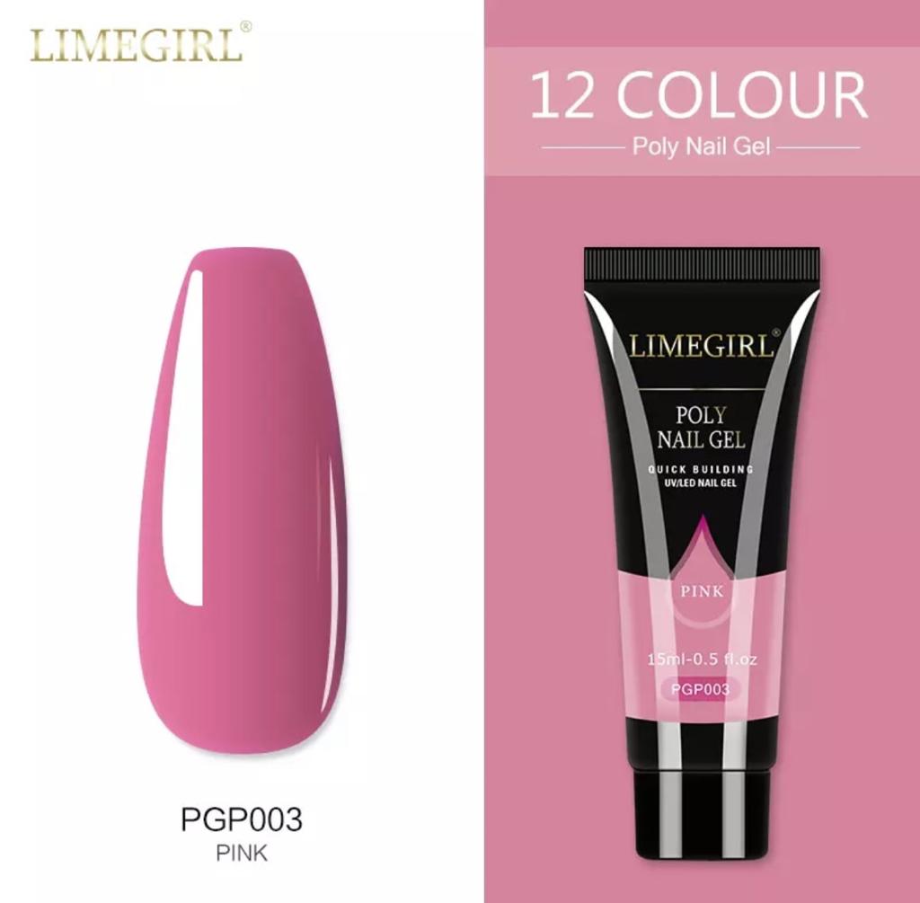 LimeGirl 15ml Nail Art Solid Colors PolyGel PGP Poly Gel Quick Building Nail Extension Poly Nail Gel