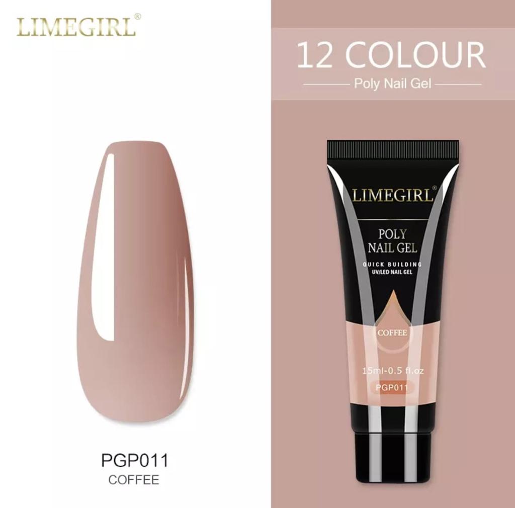 LimeGirl 15ml Nail Art Solid Colors PolyGel PGP Poly Gel Quick Building Nail Extension Poly Nail Gel