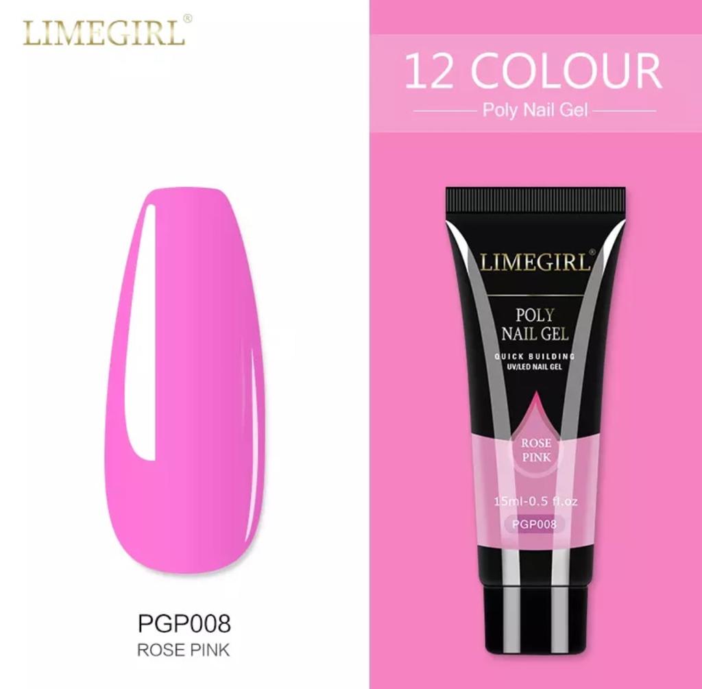 LimeGirl 15ml Nail Art Solid Colors PolyGel PGP Poly Gel Quick Building Nail Extension Poly Nail Gel