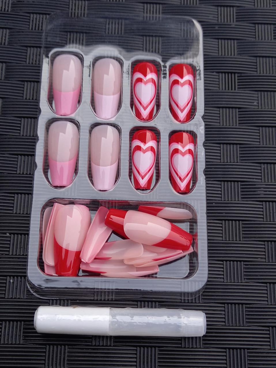 24pcs Marble Gradient Long Coffin False Nails