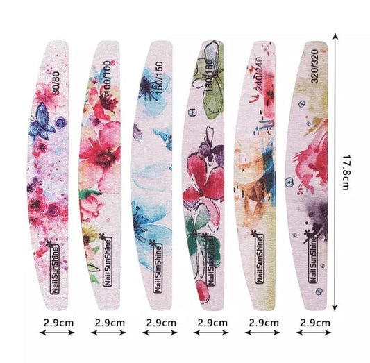 1PC Set Mix Nail Files Colorful Strong Sandpaper Washable Nails Buffer Emery Board 80/100/150/180/240/320 Grit