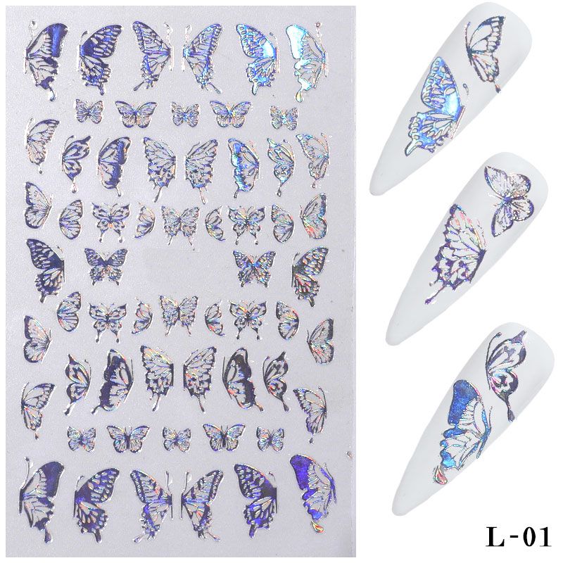 Nail Art 3D Thin Butterfly Nail stickers Silver and Gold