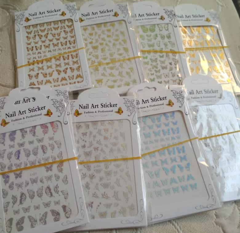 Nail Art 3D Thin Butterfly Nail stickers Silver and Gold