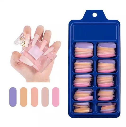 100pcs Box Colorful Acrylic Full Cover False Ballerina Coffin Nail Art Manicure Nails Tips D09