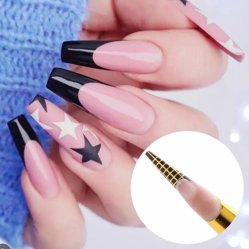 10Pcs Nail Art Guiding Form Stickers for Nail Extension Gel