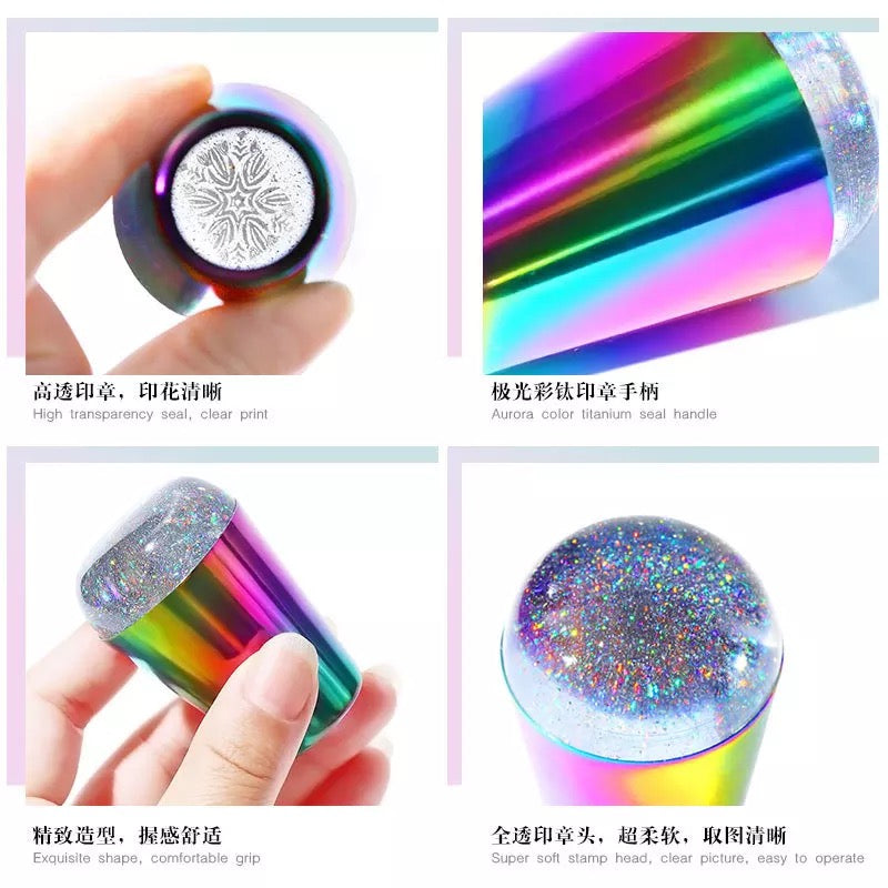 Nail Art Colorful Handle Soft Silicone Laser Color Stamper Printing Tool