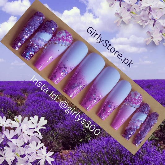 GN07 Press on Rhinestones Customized Nails with nail art application kit