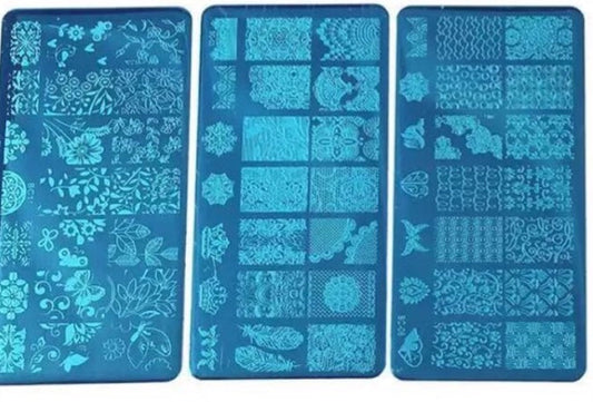 3pcs Rectangular Metallic Stamping plates Set