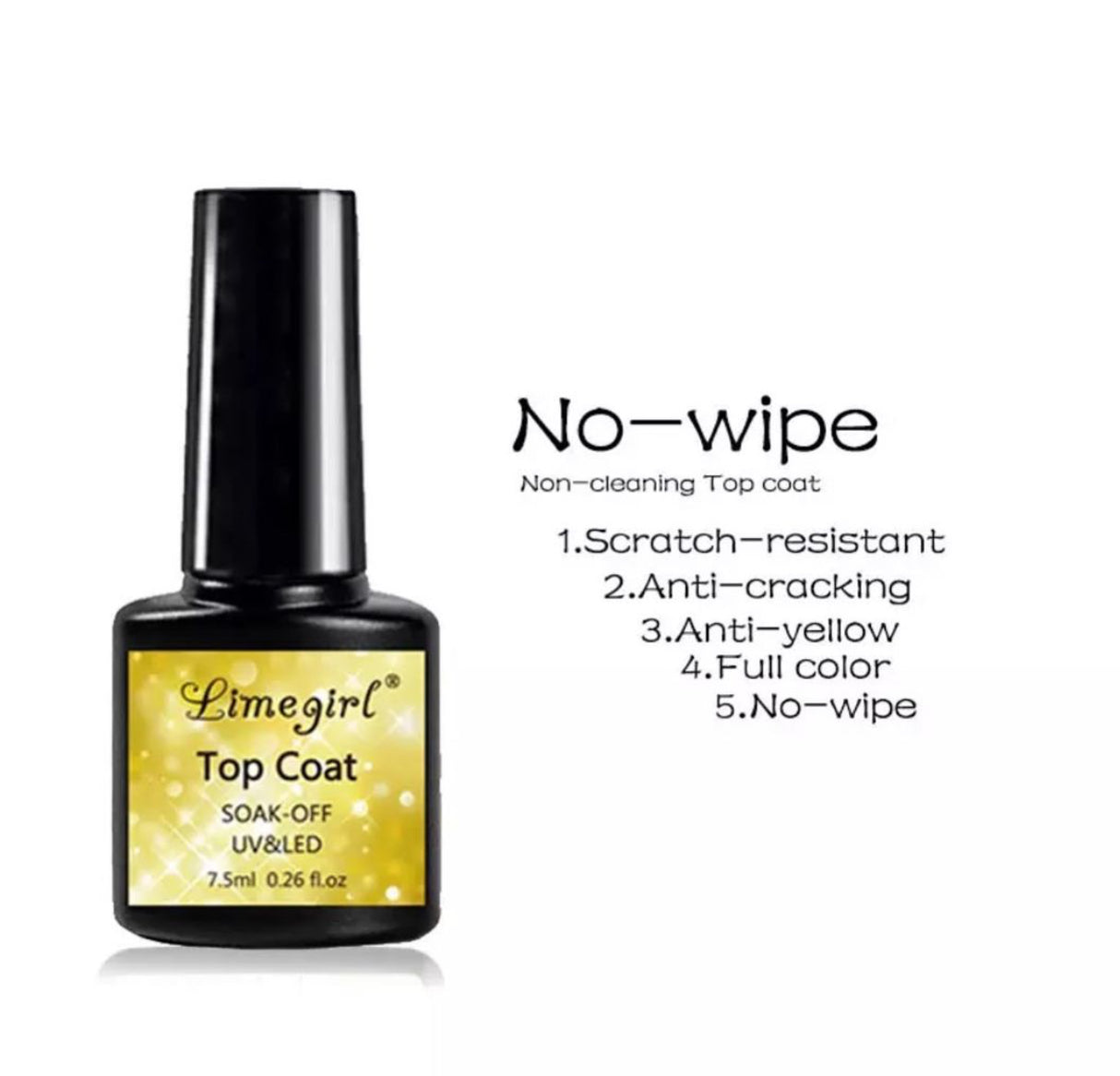 Limegirl 7.5ml Top Coat Soak-Off UV&LED